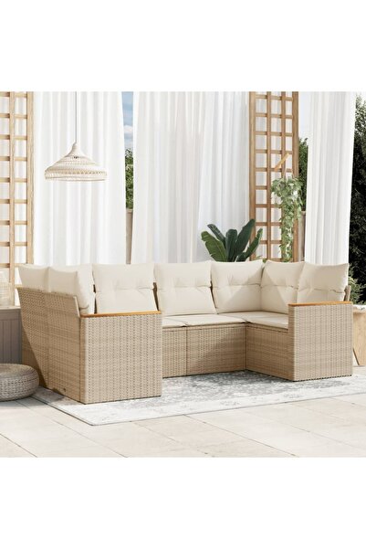 vidaxl Set canapele de gradina cu perne, 6 piese, bej, poliratan