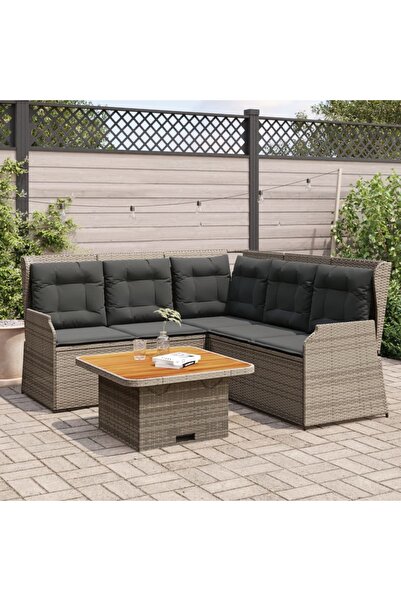 vidaxl Set mobilier de gradina cu perne, 4 piese, gri, poliratan
