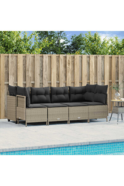 vidaxl Set canapele de gradina cu perne, 5 piese gri deschis poliratan