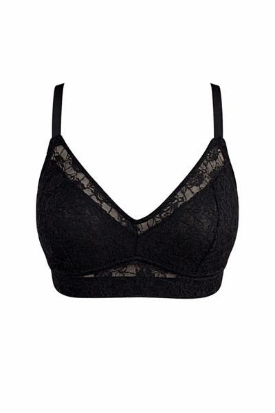 Wakabayashi Black Lace Gathering Bra Without Underwire
