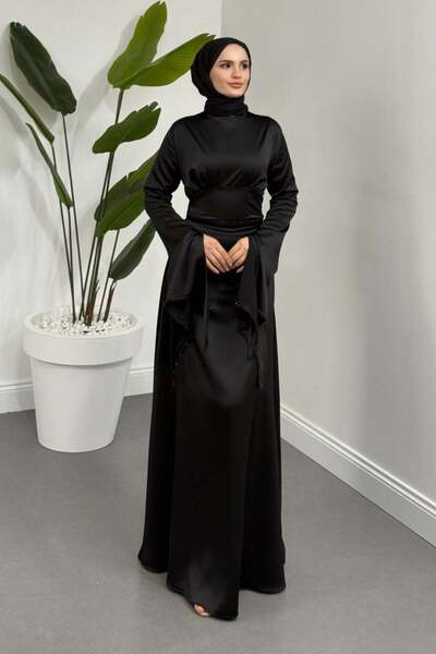 mf venessa Hijab Dress with Stones on the Front and Tie-Back.