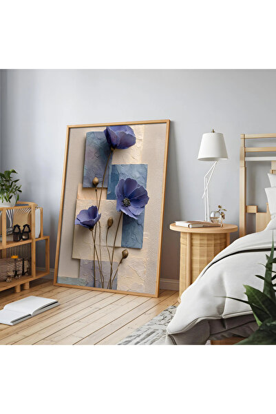 alphobitasarım Flori albastre cu aspect 3D modern - Pictură decorativă de perete