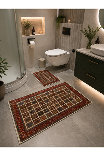 Kaymaz Taban Dijital Baskı 60x100 2’li Banyo Paspas Takımı
