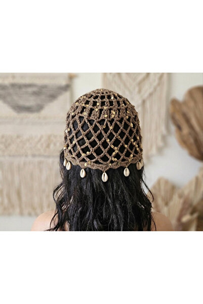 EFELA DÜNYASI Retro Yazlık File Bandana - Işıltılı Pul ve Midye Kabuğu Detaylı