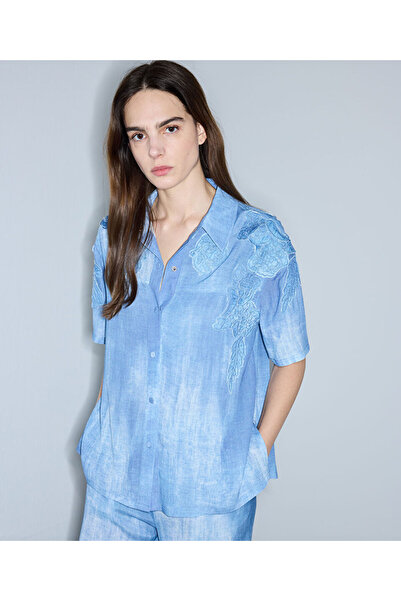 İpekyol Denim görünümlü baskılı ceket
