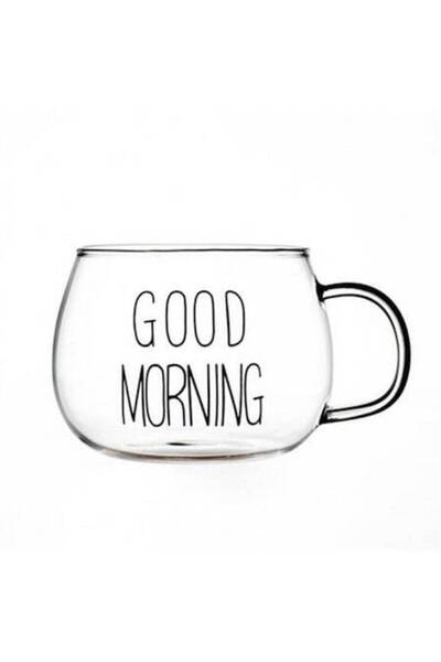 OEM Good Morning Transparent Heat Resistant Glass Cup 400 ml