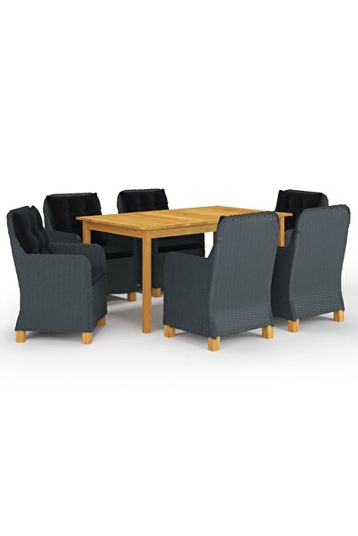 vidaxl Set mobilier de gradina, 7 piese, gri a®nchis