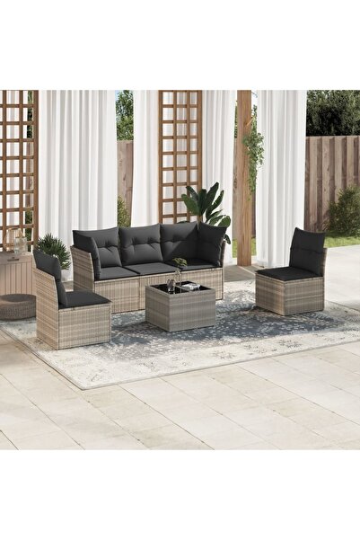 vidaxl Set canapele de gradina cu perne, 6 piese gri deschis poliratan