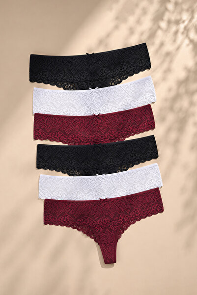 koza iç giyim Women's 6-Piece Lace Thong
