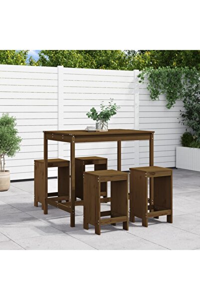 vidaxl Garden bar furniture set, 5 pieces, honey brown, solid pine wood