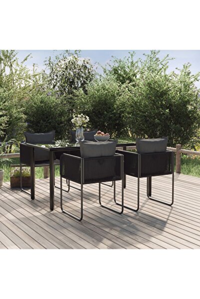vidaxl Garden dining set, 5 pieces, black