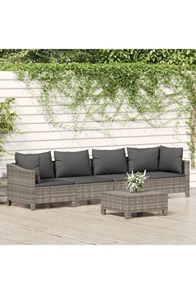 Concept Set mobilier de grădină cu perne, 5 piese, gri, poliratan