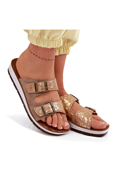 Inblu Women's Beige Slippers With Buckles CP000063 39