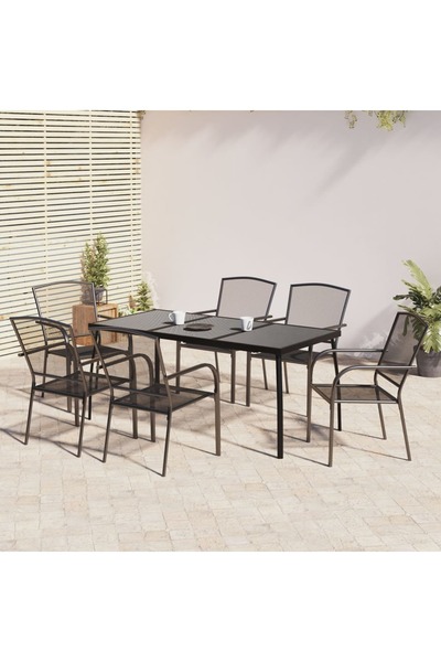 vidaxl Set de masa pentru gradina, 7 piese, antracit, otel