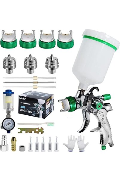 OEM HVLP paint spray gun kit with 3 nozzles - 1.4 mm and 1.7 mm and 2.0 mm