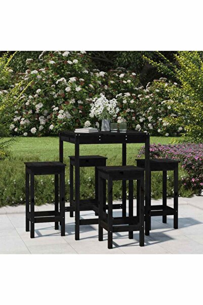Concept Set mobilier bar de grădină, 5 piese, negru, lemn masiv de pin