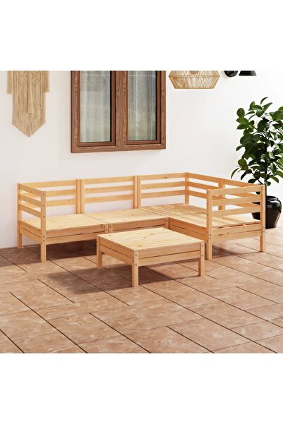 vidaxl Set mobilier de gradina, 5 piese, lemn masiv de pin
