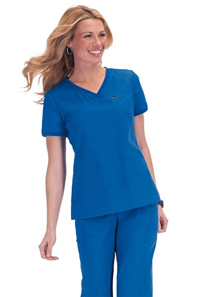 KOI Happiness Nicole Bluză medicală pentru femei, Albastru regal (Model 247)