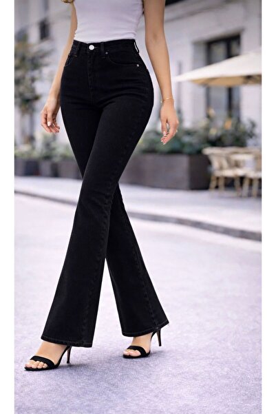ON KLEEM Milano Women's Black High-Waisted Lycra Spanish Flare Jeans