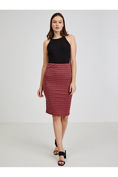 ORSAY Red women's patterned pencil skirt