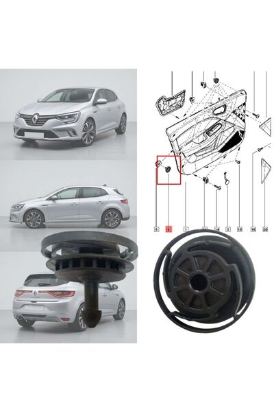 ZETOTO Mégane 4 IV 2016-2024 B9 İç Döşeme Kapı Pano Klipsi 2 adet