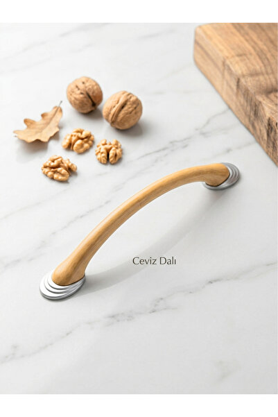 Mas Kulp Ceviz Dalı 96mm Ahşap Görünümlü Kulp (Vida Dahil)