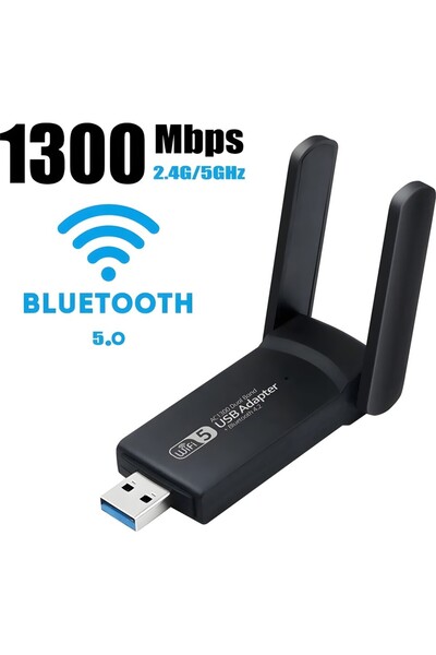 Dynego Wifi Adaptör Usb 3.0 Ac 1300 Mbps Bilgisayar Için Çift Antenli 5G/2.4G...