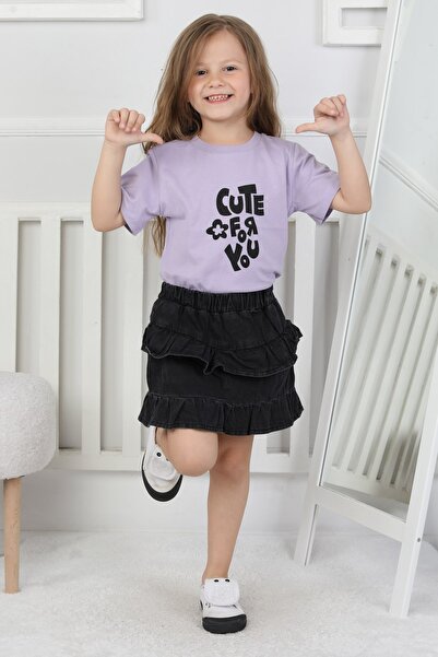 noble baby&kids Girl's Flared Denim Shorts Skirt - Cotton Jean Comfort