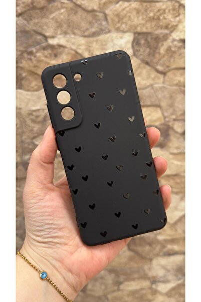 Vip Case Samsung Galaxy S21 Fe Uyumlu Mini Siyah Kalp Desenli Silikon Darbe E...