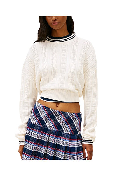 Tommy Hilfiger Γυναικείο Boxy Πουλόβερ Off White Tommy Jeans DW0DW22025-YBH