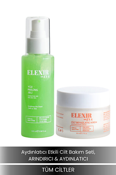 Elexir Eva CİLT BEYAZLATICI KREM 100 ML & YÜZ PEELİNG JELİ 150 ML LEKE KARŞIT...