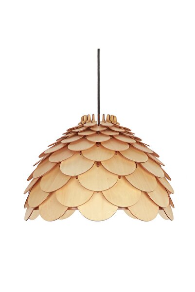 Light Prestige Lampă suspendată Burgo, cu șipci din lemn, abajur din lemn des...
