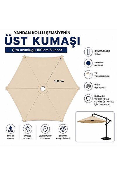 Şemsiyecim Yandan Kollu Şemsiye Üst Kumaşı 150 cm 6 kanat Su İtici