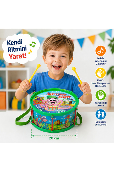 Realx Oyuncak Davul 23 Nisan Ramazan Davulu Eğitici Öğretici