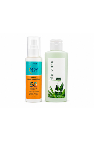 Fargen Sağlık Ayna Sun SPF 50 Güneş Losyonu Aloe Vera Jel Seti 200 ml