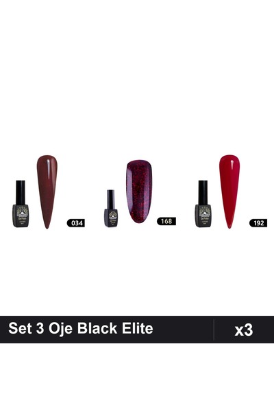 Makeup Set 3 Oje Semipermanente Black Elite Global Fashion 8ml, Nuante 034 16...