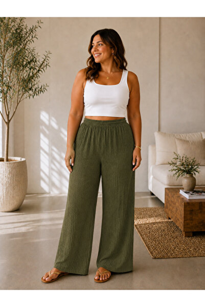 ZİYMO Women's Bubble Kumas Relaxed Fit Pants