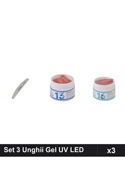 Makeup Set 3 Unghii: Pila EMMA 120/150 + 2x Gel Constructie UV LED FSM 15g