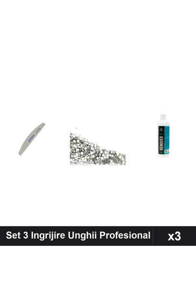 Makeup Set 3 Ingrijire Unghii - Pila 120/150, Cristale Stras Swarovski Argint...