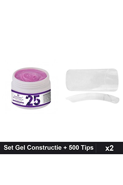 Makeup Set 2 Gel Constructie UV LED FSM 15g + Tips Patrat Transparent 500 buc...