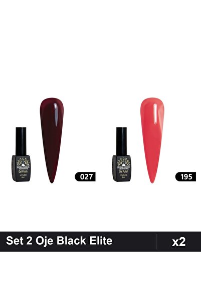 Makeup Set of 2 Semi-permanent Nail Polish Black Elite Global Fashion 8ml, Sh...