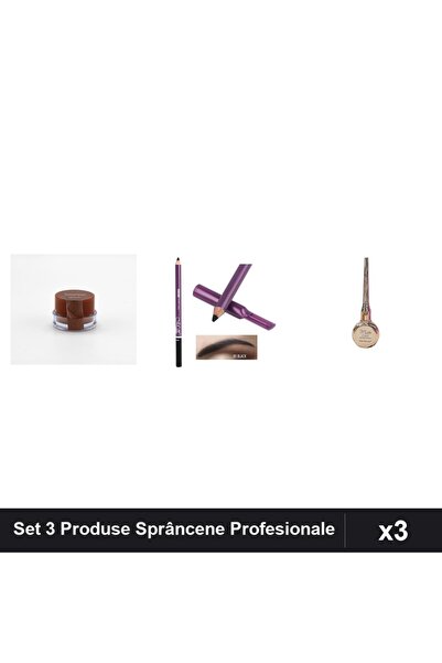 Makeup Set 3 Produse Sprâncene Ruby Rose Gel + Creion Mn Gri + Eyeliner Kiss ...