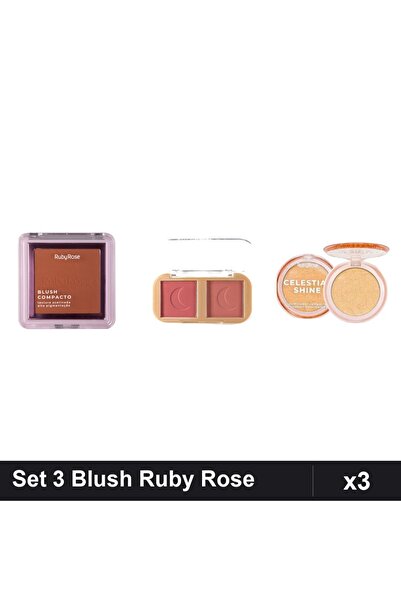 Makeup Set 3 Blush Ruby Rose, Paleta Cheek To Cheek 01, Iluminator Celestial ...