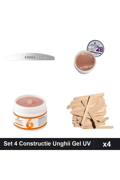 Makeup Set 4 Constructie Unghii, 2x Gel UV LED FSM 15g, Pila Emma 120/150, Sp...