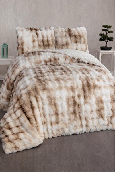 Çeyiz Diyarı Nil Rabbit Hair Double Bedspread 220X240 cm Beige