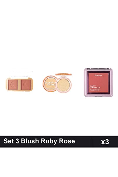 Makeup Ruby Rose Blush and Highlighter Set 3, Cheek To Cheek Palette 03, Cele...