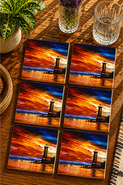 JHAAR Abstract - Bohemian - Geometric Themed Modern Set of 6 Coasters - Uv Pr...