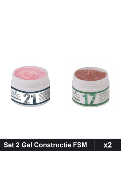 Makeup Set 2 Gel Constructie UV LED FSM 15g, Nuante 21 și 17, Manichiură Prof...