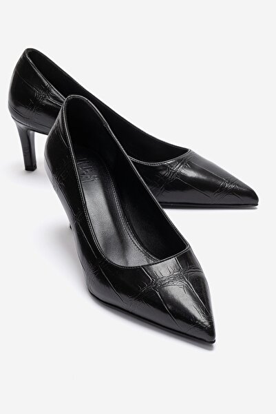 LuviShoes Velmira Black Print Women's Heeled Shoes