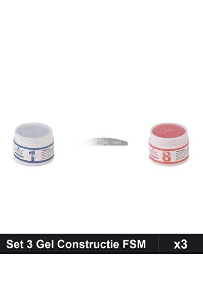 Makeup Set 3 Gel Constructie UV LED FSM 15g, Transparent și Nuanță 08, Pila E...